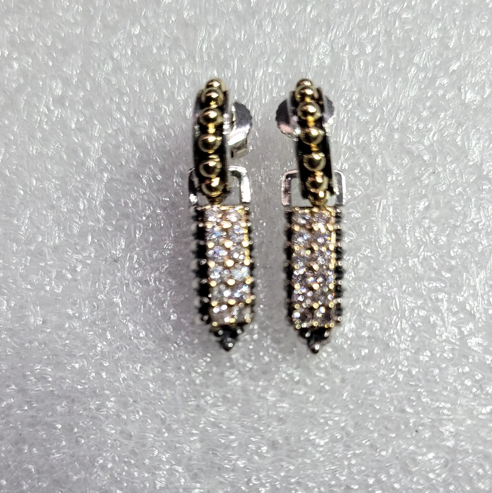 Vintage Lagos-Caviar Two-Tone Diamond Earrings